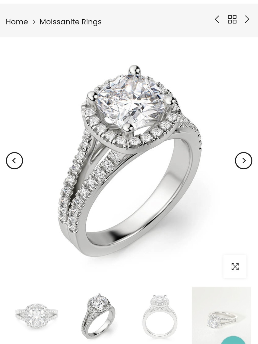 Read Your Heart Halo Moissanite Engagement Ring in Sterling Silver NIB sz 7